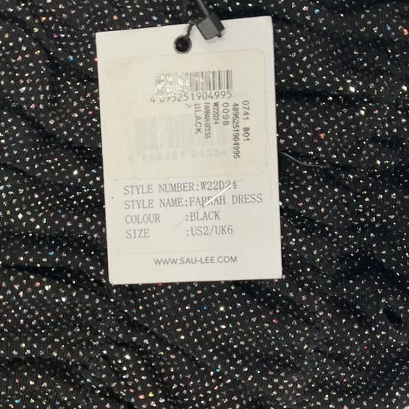 Sau Lee Farrah Sparkly Ruched Midi Dress Only In Black $450 MSRP Sz US 2 NWT - Picture 2 of 4
